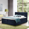 Boxspringbett Doppelbett TEO - Bett mit Bonellmatratze, mit Bettkasten für Bettwäsche und Topper. Gepolsterte Kopfstütze in 3 verschiedenen Varianten (Dunkel blau, 180x200 TEO 3)