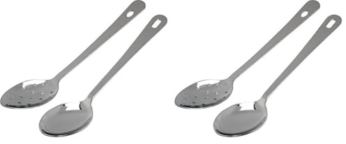 Genware NEV-300012 Serving Spoon with Hanging Hole, Stainless Steel, 12 (Pack of 2)