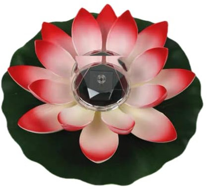 Fleur de lotus artificielle flottante solaire avec nénuphar, décoration solaire de jardin de piscine, fleur de lotus en EVA flottante pour étang, lumière flottante pour piscine, étang, jardin,