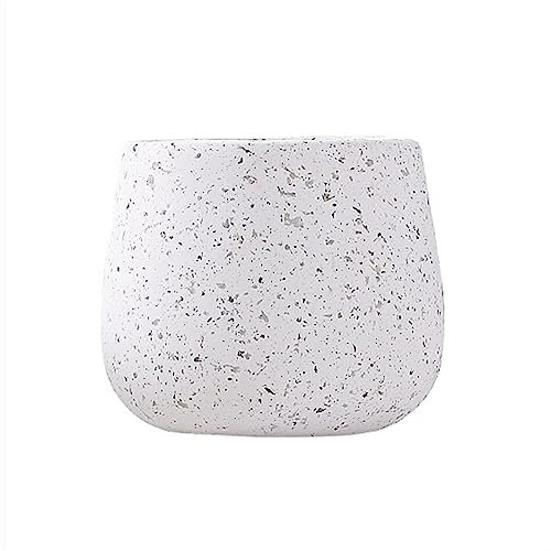 Blumentopf Pflanztopf Große Blumentöpfe aus Zement, einfaches Punktmuster, ovale Blumentöpfe, Sukkulententöpfe, Grünpflanzen, Pflanzgefäße, Einzelset / kleine und große drei Sets Pflanzkübel ( Size :