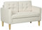 HOMCOM Modern 2 Seater Sofa with Hidden Storage, 117cm Tufted Cotton Couch with Wood Legs, Compact Loveseat for Living Room, Kitchen, Cream White