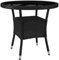 Outsunny Runder Gartentisch aus Polyrattan und Platte aus Hartglas mit 1 Ablagefach, Cosy Chic Stil, Ø 80 x 75 cm, Schwarz