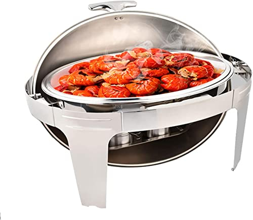 Chafing Dish Roll Top 9L Egg Shape Buffet Server Set for Wedding Banquet - Full Size Warming Container with Pan and Fuel Holder for Party Dining
