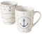 Tassen 2er Set Kaffeebecher Maritim Anker Weiß Blau 12x8,5x10,5cm 350ml