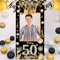 POPOYU 50 Geburtstag Rahme,Deko 50. Geburtstag mann Banner,Banner 50.Geburtstag.mann,deko 50.geburtstag. Schwarz Gold banners,50.Geburtstags Photo Booth Rahmen für.mann Frauen GeburtstagParty Zubehör