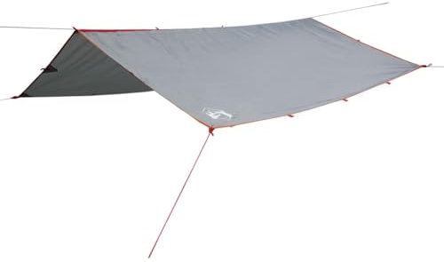 vidaXL Tarp, Wasserdicht Zeltplane, Sonnensegel Abdeckplane für Hängematte, Regenschutz Sonnenschutz für Outdoor Camping Picknick Festival, Grau Orange 360x294cm