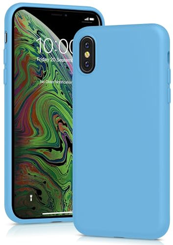 YATWIN Silicone Case for iPhone X/XS, Soft-Touch, Shockproof, DustProof, Antiskid Full Body Armour Phone Cover for Apple iPhone X/XS - Sky Blue