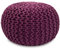 Amago home Strickhocker Pouf Ø45 o. 55cm Bodenkissen Sitzpouf XXL Baumwolle nachhaltig Größe ø 45 cm, Farbe violett