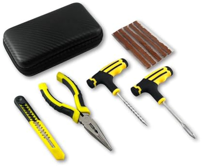 Fonyiunce Kit Reparation Pneu Voiture, Outil Complet pour vos Crevaisons en cas D'urgence, Kit de Réparation de Pneus Portables, Adapté à Toutes les Marques et Modèles de Voitures