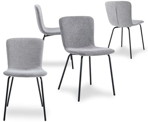 IDIMEX Chaise Salle à Manger Audrey - Lot de 4 Cuisine - Chaises Scandinaves en Tissu - Structure et Pieds Métal - 43 x 80 x 50 cm - Rembourrage Confortable - Style Moderne - Gris