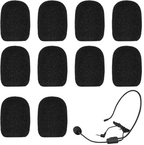 LICQIC 10 Pcs Headset Microphone Foam Cover, Mini Windscreens Sponge, Foam Microphone Windscreen for Headset or Lavalier Microphone