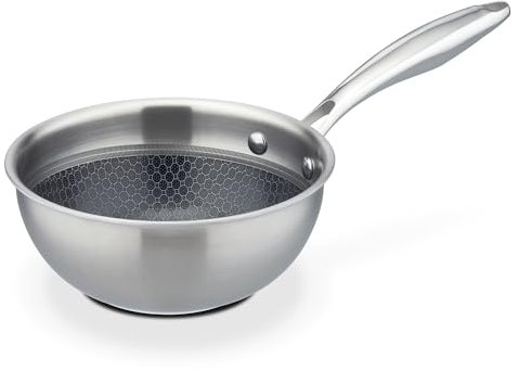 GSW Sauteuse Inoxxa Black, Kleine Edelstahlpfanne, Beschichtete Schwenkpfanne, Hochwertige kleine antihaft Sautepfanne für Induktion, Ceran, Gas & Elektro, 16 cm