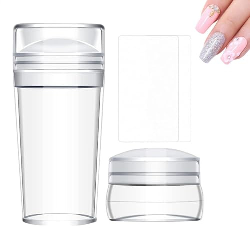 del salone per unghie - Elastico in silicone trasparente Stamper unghie, francobolli francesi multifunzionali impostati con raschiatori e teste intercambiabili per il salone unghie