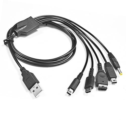 SEEHOM 5 in 1 USB Charger Cable Compatible with Nintendo New 3DS XL/New 3DS/3DS XL/3DS/new 2DS XL/2DS/DS/DSi/GBA SP/DS Lite/Wii U Gamepad/PSP, PSP 1000 2000 3000 Charging Cord