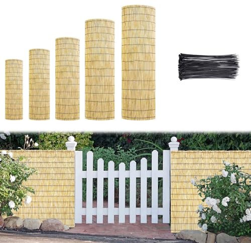 Rouleau De Clôture En Bambou 50x100 60x250 80x350 100x450 120x600cm Clôture De Roseau Naturel Clôture De La Vie Privée Imperméable/Respirante Clôture En Bambou Pour Jardin Balcon Porche(Natural)