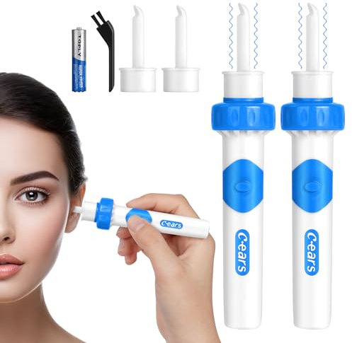 BUTBU Electric Ear Wax Removal, 2Pcs Ear-Wax Removal Suction Kit, Electric Ear Cleaner with 2Pcs Silicone Replacement Heads, Ears Wax Suction Remover Set for Adults and Kids (Blue)