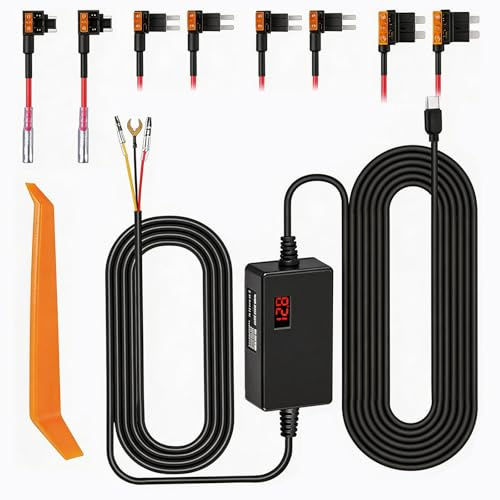 Icetop Upgraded Dash Cam Hardwire Kit, Versatile Car Dash Cam Hardwire Kit | For Universal Models 8 Fuse Tap Connectors 3M Type-C Cable 12V-24V to 5V/2.5A Adapter for 24-Hour Parking Surveillance