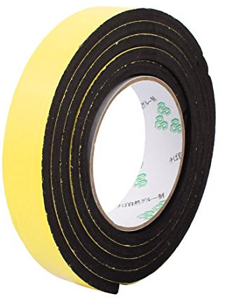 Sourcingmap Sealing Foam Tape 25mm Wide 6mm Thick 2m/6.56ft Long, Self Adhesive Weather Strip for Window Door Insulation, Yellow Black