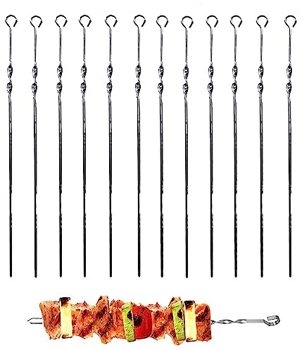 walexo Grillspieße Schaschlikspieße Schampura Fleischspieße Edelstahl 500x10x1,5mm (12 x Schaschlikspieße)