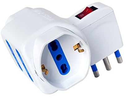 Techly IUPS-PCP-2I2S-SP16 Type L (IT) Type L (IT) + Type F White power plug adapter - Power Plug Adapters (80 mm, 63 mm, 90 mm, 151 g)