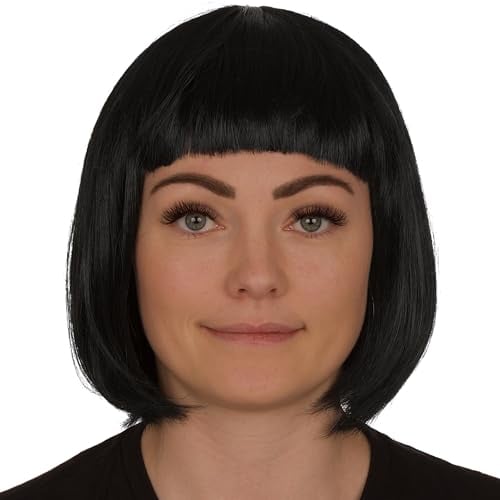 Short Bob Wigs for Women Fancy Dress - 12 Inch Synthetic Short Hair Wigs for Women - Ladies Bob Straight Hair as Anime Cosplay, Halloween Costume Accessories, 70s and 80s Fancy Dress Accessories