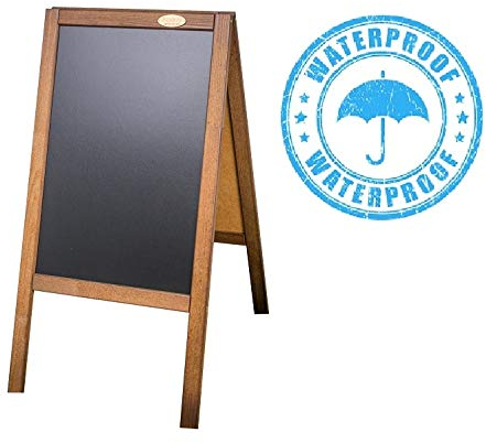 AZZAP Kundenstopper WETTERFEST PM 93cm Holz Tafel Aufsteller Werbetafel Holztafel Dunkelbraun