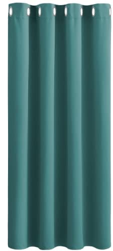PONY DANCE Thermal Blackout Curtain - 54 Drop Energy Saving Insulated Blackout Curtain/Top Eyelets Drapes for Bay Window/Kitchen, 1 Panel, Width 52-inch by Drop 54-inch, Sea Teal