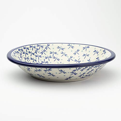 Polish Pottery 21.5cm Pasta Dinner Bowl - Dragonfly