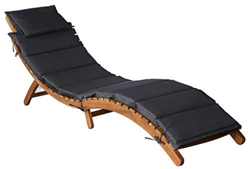 Tidyard Zusammenklappbar Sonnenliege Liegestuhl Mit Sitz und Rückenkissen,Outdoor-Liege,wasserfest,Saunaliege Gartenmöbel Relaxliege 184 x 55 x 64 cm,Akazie-Massivholz, mit Naturöl behandelt