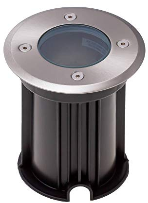 LED Bodeneinbaustrahler 9 Watt warmweiß IP65 rund aus Edelstahl, flach und trittfest - GU10 230V als Bodenstrahler - Bodeneinbauleuchte Bodenleuchte Gartenstrahler
