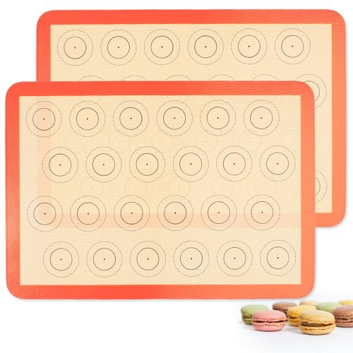 AMYONE Silicone Baking Mat Non-Stick Reusable Silicone Rectangle Baking Mat Orange 2 Pack 18x13 Inches