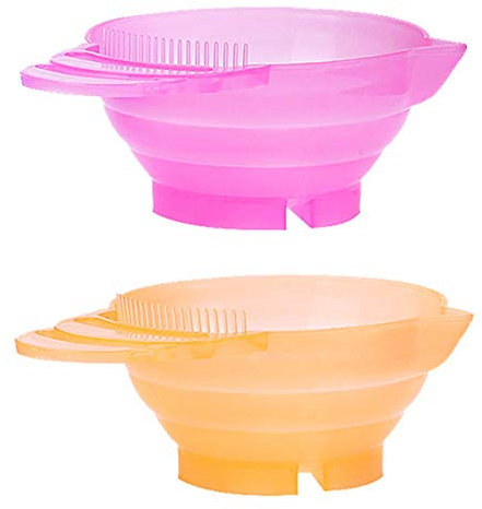 Tazón para colorear el cabello, 2 unidades, color rosa y naranja