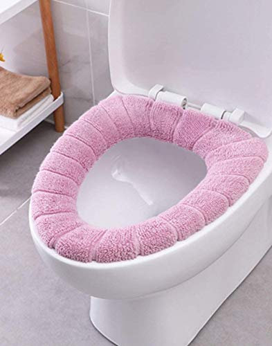 Uministyle Toilet Seat Cover Set Bathroom Toilet Seat Lid Cover Pad Soft Warmer Mat Cover Pad Cushion Washable Cloth Toilet Pads (pink-1pcs)