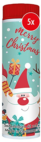 PUSTEFIX Seifenblasen Set I 5 x Klassik 42ml Xmas Party I Bubbles Made in Germany I Party Seifenblasen für Kinder-Geburtstag, Hochzeit, Standesamt, Polterabend I 5 x 42 ml Vorteilspack
