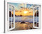 PICANOVA – Bild auf Leinwand Felsiger Strand Sonnenuntergang Fenster 60x40cm – Leinwandbild – Premium Leinwanddruck – Wandbild Kunstdruck Auf 2cm Holz-Keilrahmen Wohnzimmer Wanddekoration – Strand