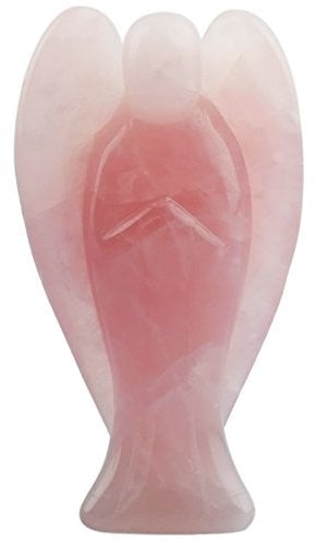 Nupuyai 3 Rose Quartz Guardian Crystal Angel Statue, Love Pocket Carved Angel Figurine Spiritual Healing Stone Ornament for Home Office Decor