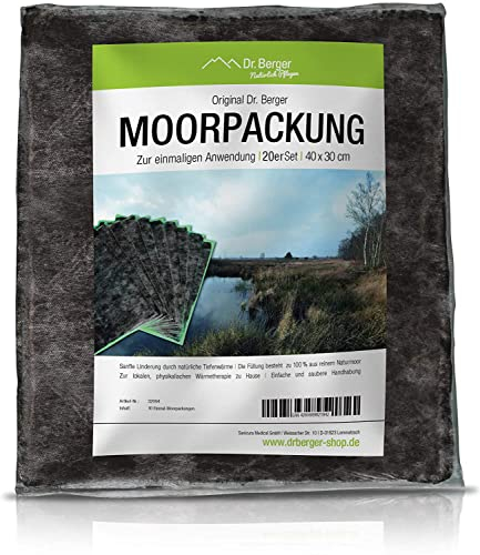 Dr. Berger Natur Moor Moorpackungen 450g Premium Moor-Kompresse - Physio,Wellness und zuhause. Moorkissen Moorpackungen mit natürlichem Torf Schlamm Fango mit Vlies - 40x30cm - 20x Pack