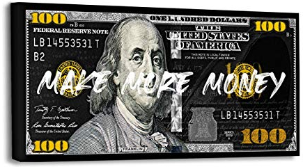 Hustling Sharks Motivationsbilder als XXL Wandbild Make More Money - Dollar-Geldschein - Premium Panorama-Leinwandbild