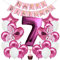 envami® Geburtstagsdeko Mädchen Pink Zahl 7. Happy Birthday Deko Geburtstag Mädchen Folienballon 7 Luftballon 7. Geburtstag Kindergeburtstag Deko 7.