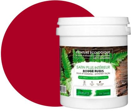 BOX DECO COULEURS Peinture murale naturelle écologique aspect satin intérieur Natura - 1 L, Rouge Rubis