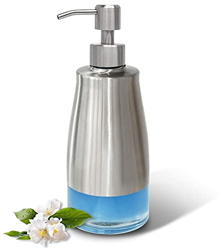 ILIKEPOW Distributeur de Savon en Acier Inoxydable, 300 ML Distributeur Savon Douche avec Étiquettes – Distributeur De Lotion Rechargeable pour Cuisine, Salle De Bain, Bureau, Hôtel