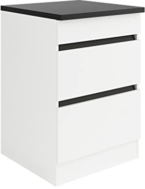 idealShopping GmbH Küchen Schubladenunterschrank mit Arbeitsplatte Luca UC636-0+ in weiß matt 60 cm breit