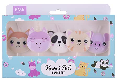 PME - Juego de Velas con Temática Kawaii, Paquete de 5
