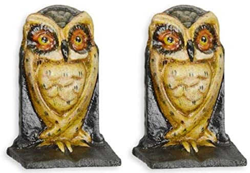 Casa Padrino Gusseisen Buchstützen Set Eule Mehrfarbig 7,7 x 5 x H. 11,3 cm - Wohnzimmer & Schreibtisch Deko Accessoires