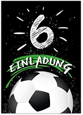 12 Einladungskarten zum 6. Kindergeburtstag sechste Geburtstag Jungen Fussball Fußball