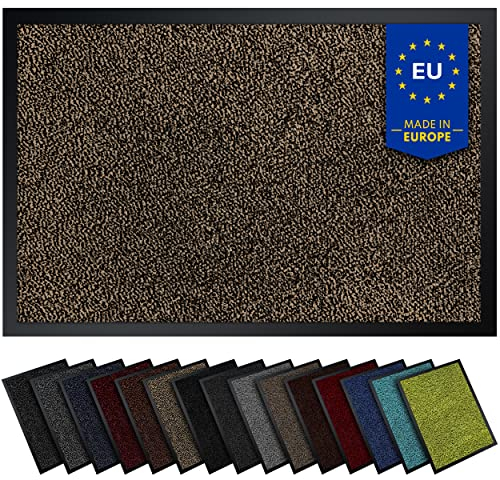 Gentle North Hochwertige Fußmatte beige-schwarz 90x150 groß für Innen & Außen - Schmutzfangmatte rutschfest, waschbar & wetterfest - Fussmatte für Eingangsbereich & Aussenbereich - Läufer Flur dünn