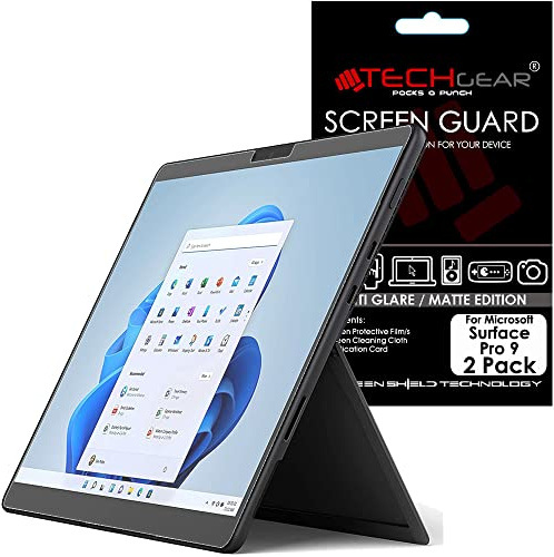 TECHGEAR [Pack of 2 Anti Glare/Matte Screen Protectors for Microsoft Surface Pro 11 / Pro 10 / Pro 9 (13 Inch screen) - Matte Screen Protector Covers + Screen Cleaning Cloth & Applicator Card