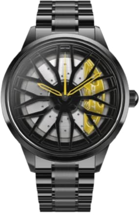 DriftElement Motorsport Felgenuhr Herren - Sportwagen Männer Armbanduhr im 3D Design der Sternspeichen M8 Felge aus Edelstahl - Custom Designer Uhr mit Mineralglas