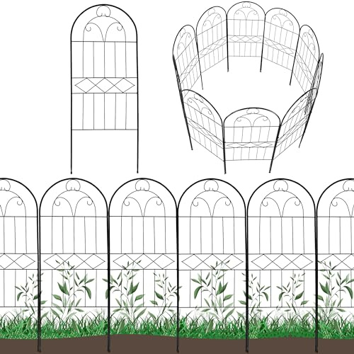 Polyjkl Decorative Garden Fence 30in (H) x 10ft (L), 10 Pack Rustproof Metal No Dig Fence Animal Barrier, Arched Flower Bed Edging, Wire Border Fencing Panel for Dog, Yard, Patio, Outdoor, Decor