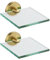 JQK Kleine schwebende Glasregale Gold, 10,2 cm Displaykanten für Wand, Mini-Dekor, Wohnzimmer, Schlafzimmer, Badezimmer, gehärtetes Glas, Duschaufbewahrung, 2 Stück, TGS101L4-BG-P2
